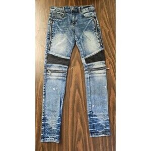 Embellish Sunny Biker Jeans Size 30x31 Medium Wash Zipper Pockets